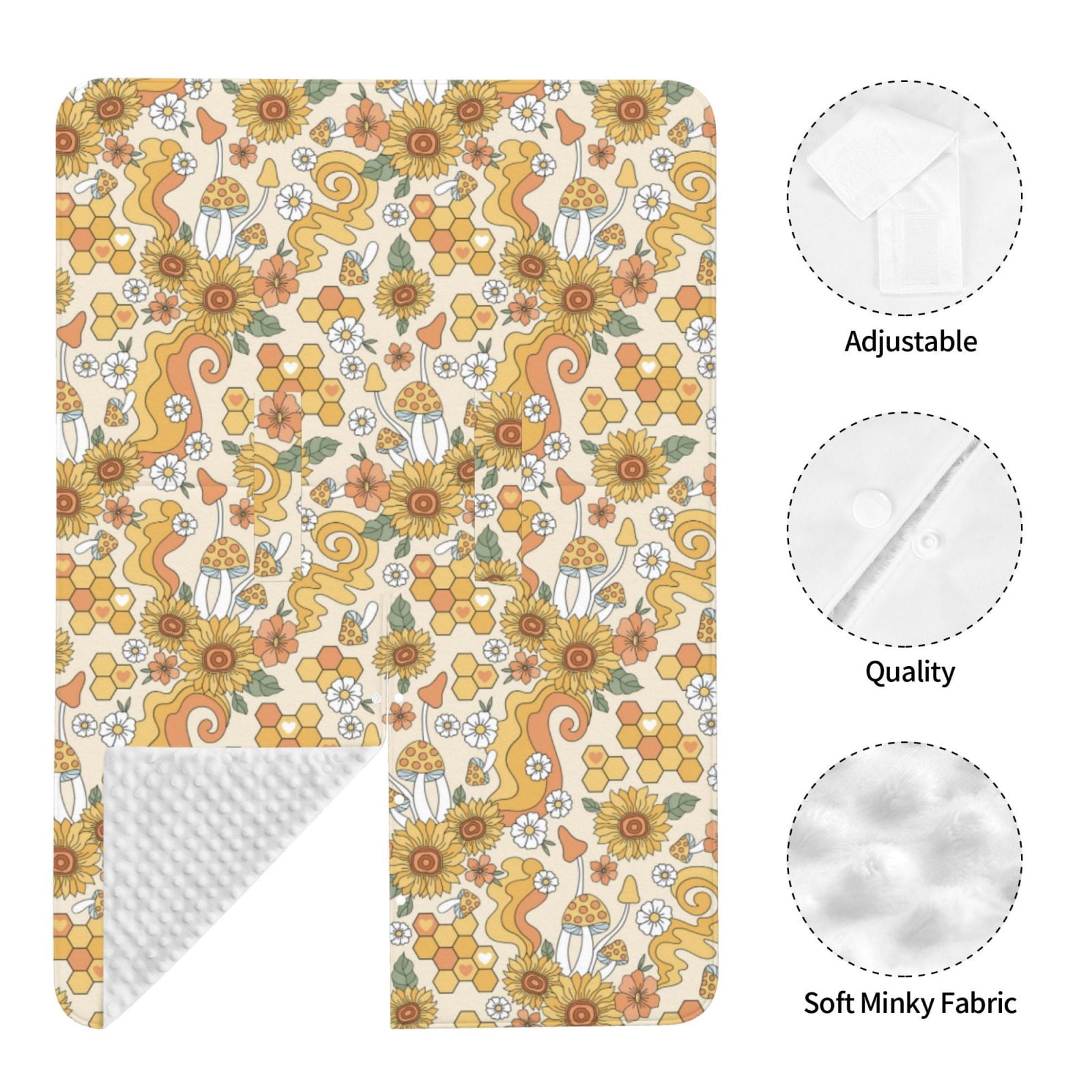 Naloa Retro 70s 60s Flower Baby Car Seat Cover, Breathable Baby Carrier Cover, Multiuse Baby Carrier Cover & Nursing Breastfeeding Cover