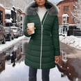 thumbnail image 2 of Women's Winter Coat Sherpa Lined Warm Heavy Jacket Mid Length Thickened Windproof Outwear with Fur Hood, 2 of 5