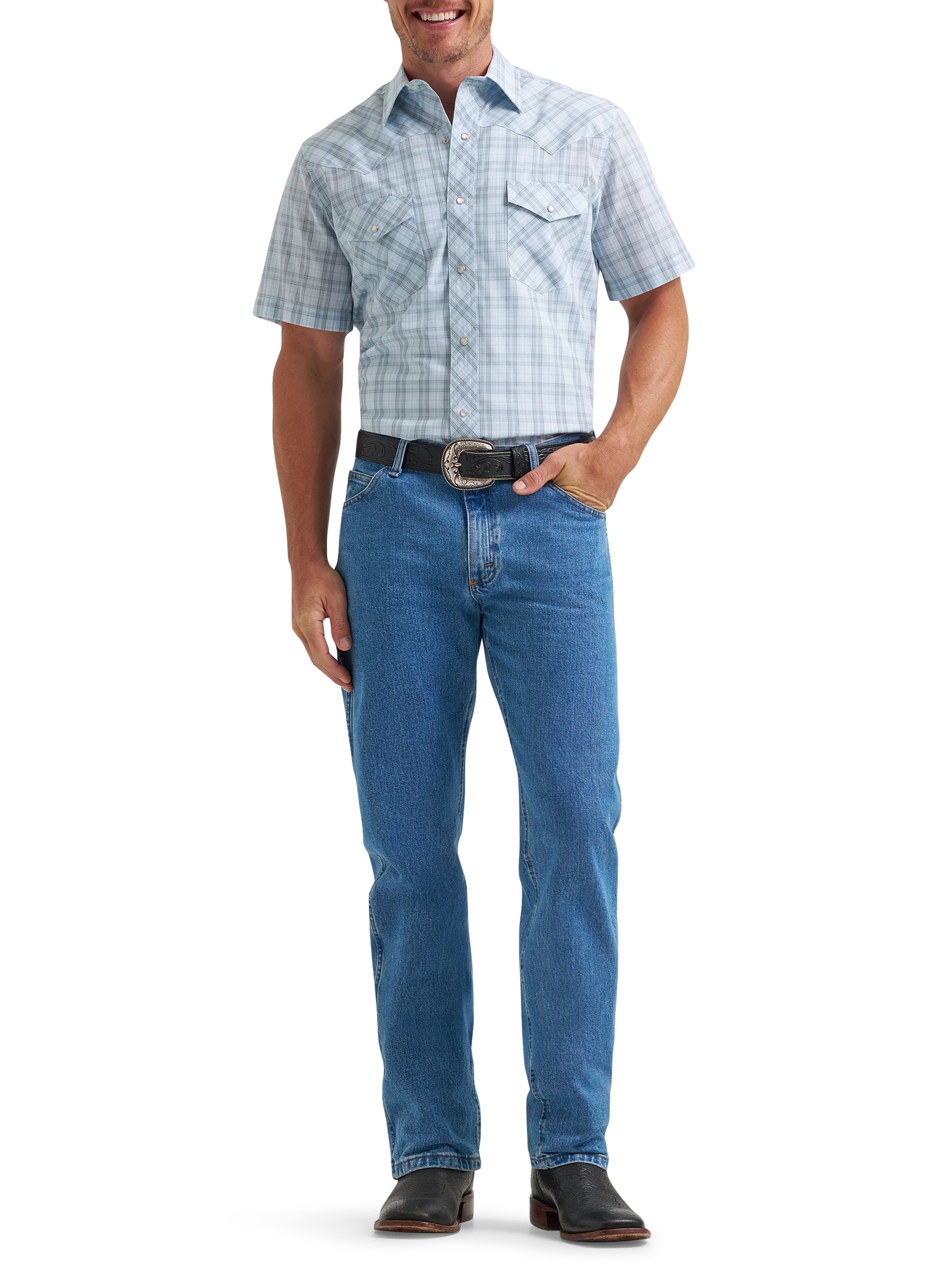 Wrangler® Men's and Big Men's Regular Fit Short Sleeve Western Shirt, Sizes S-5XL