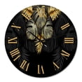 thumbnail image 2 of Designart 'Black And Gold Tropical Leaves Iv' Modern Wall Clock, 2 of 5