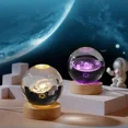 thumbnail image 3 of 3D Crystal Ball with LED Wooden Base Laser Engraved Solar System Globe Astronomy Decor Gift, 3 of 7