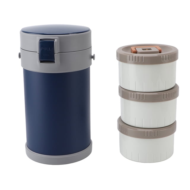 Bocal Alimentaire Isolé, Boîte à Lunch Thermique en Acier Inoxydable à 3 Niveaux Design Compact Micro-Ondes Sûr pour Aliments Chauds Soupe et Plus
