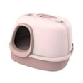 thumbnail image 2 of Bandeja de gato de gato encerrada Bandeja para gatos innovador anti -salpicaduras innovadoras para animales pequeños bandeja de arena para mascotas rosa, 2 of 8