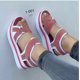 thumbnail image 3 of Sandalias de plataforma de talla grande para mujer, sandalias de playa planas con velcro para mujer, 3 of 5