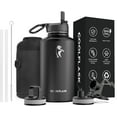 thumbnail image 1 of 64 Water Bottle oz with Straw & Spout Lid, Coolflask Insulated Water Bottle Half Gallon Wide Mouth, Sweat-Proof BPA-Free Keep Cold for 48 Hrs or Hot for 24 Hrs, Magic Black, 1 of 7