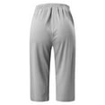 thumbnail image 4 of LIIPEE Casual Pants For Women Solid Color Slim Fit Side Split Elastic Waist Drawstring Mid-Calf Pants Trousers With Pockets Female Casual Casual Wear Pants,Grey,Xl, 4 of 4