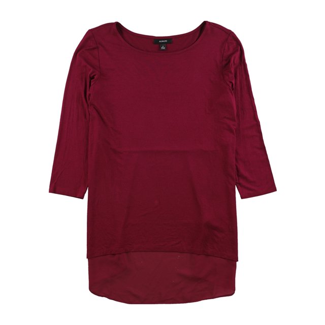 Alfani Womens Mixed Media Basic T-Shirt darkpink M