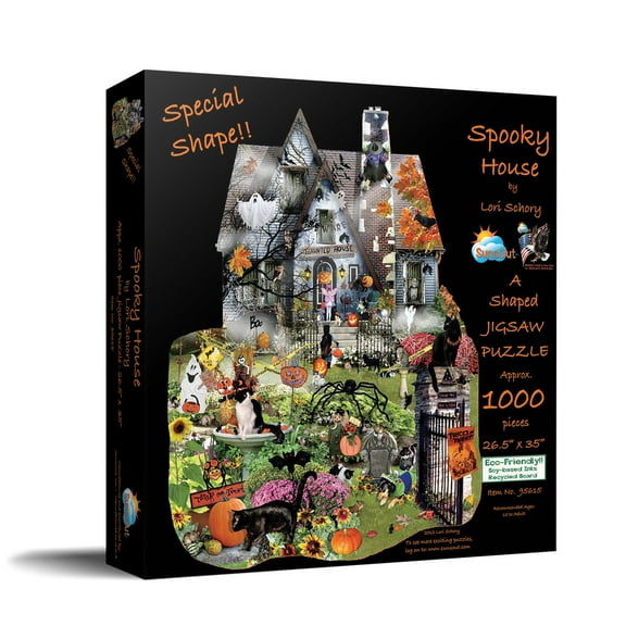 SUNSOUT INC - Spooky House - 1000 pc Special Shape Jigsaw Puzzle by Artist: Lori Schory - Finished Size 26.5" x 35" Halloween - MPN# 95615