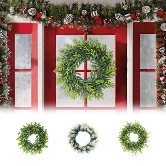 Christmas Wreath under $5! Cagogo Artificial Christmas Wreath for Door, Realistic Pine Garland for Holiday Decor, Flocked Greenery Ring for Window Mantel, Festive Indoor Outdoor Decoration