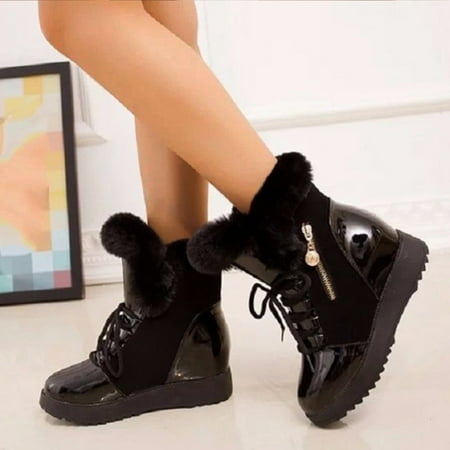 

FZM Women shoes Boots Inner Velvet Plush Cotton Plus Fashion Lace-Up Women s Snow Boots Warm women s boots