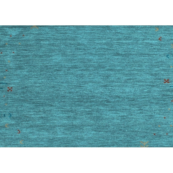 Ahgly Company Indoor Rectangle Abstract Light Blue Contemporary Area Rugs, 5' x 7'