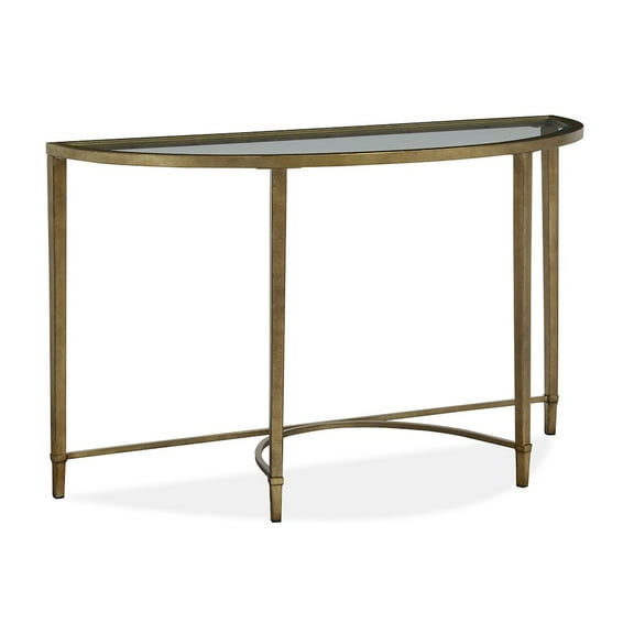 Magnussen Copia Demilune Sofa Table in Antique Silver with Gold Tint