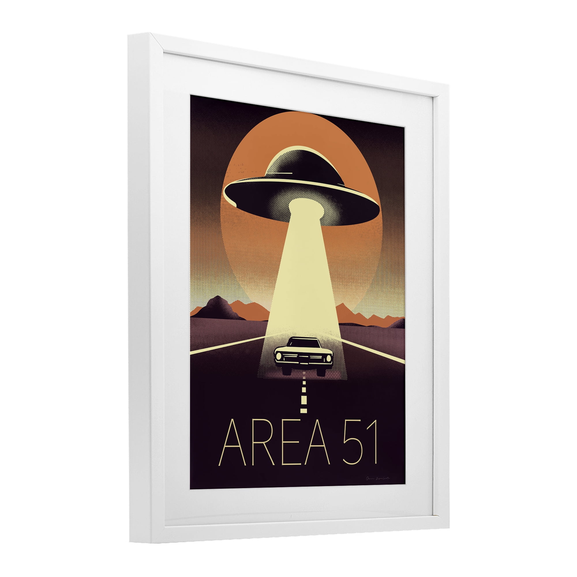 Stupell Industries Abduction On The Road White Framed Print Under Glass, design by Omar Escalante
