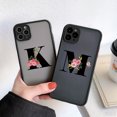 thumbnail image 2 of Black Letter Flower Matte Phone Case For iPhone 15 12 14 Pro Max Cases For iPhone 11 13 pro Back Cover fashion Shell Coque Black R for iphone15 pro max, 2 of 6