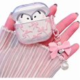 thumbnail image 1 of wonima44 Compatible with AirPods 4 Clear Case,Cute Ribbon Bow Pretty Aesthetic Design with Bow Pearl Keychain,Soft TPU Protective Shockproof Case for Women Girl for Airpod 4-Pink, 1 of 1