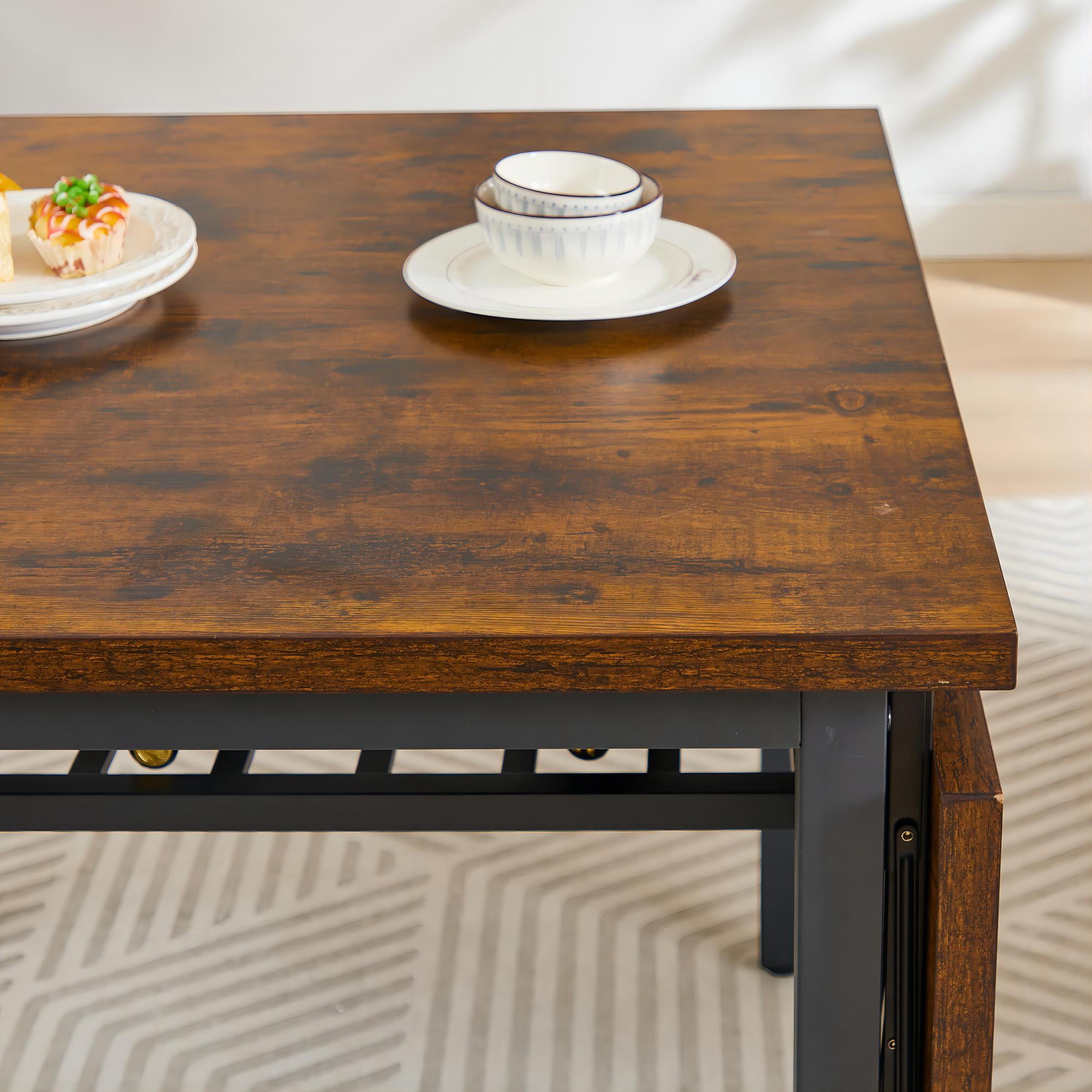 DEALTOPS 63.2'' x 35.5'' Folding Dining Table, 1.2 inches thick table top, Perfect for Dining Room, Living Room-Brown