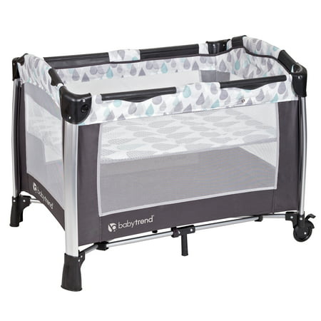 Baby Trend Go-Lite ELX Nursery Center Playard with Bassinet and Travel Bag - Drip Drop Blue - Blue