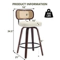 thumbnail image 4 of HUMEHA Set of 3 Rattan Swivel Barstool Beige 26" Cane Back, 4 of 11
