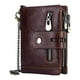 thumbnail image 1 of Carteras de cuero suave plegables con RFID para hombre, monedero de piel de vaca, llavero con cierre a presión. Café, 1 of 7