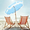 thumbnail image 3 of Alpha Joy 7FT Outdoor Parasol Beach Umbrella Fiberglass Ribs Umbrella with Tassel, Sky Blue, 3 of 10