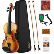 Eastar 4/4 Violin Set Full Size Fiddle Solidwood for Adults with Hard Case, Shoulder Rest, Rosin, Two Bows, Clip-on Tuner and Extra Strings, EVA-330 Full 4/4 Two Bows