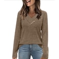 thumbnail image 6 of Women's Sweater Long Sleeve Shirt V Neck Button Top Autumn Fashion Winter Clothing, 6 of 9