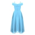 thumbnail image 2 of DPOIS Kids Girls Prom Dress Cold Shoulder Spaghetti Strap Evening Party Ball Gown Sky Blue 4, 2 of 6