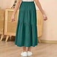 thumbnail image 3 of Eltusu Girls Skirts, Pleated Cotton Elastic Waistband Long-Length Casual Skirts Army Green Size 6-7T, 3 of 4