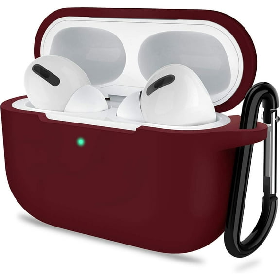 AirPods Pro 2nd Generation Case Cover, Protective Silicone Skin Accessories with Keychain for Women Men for Apple AirPods Pro Gen 2(2022), Front LED Visible-Burgundy
