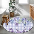thumbnail image 3 of Purple Flowers Round Area Rug 4Ft Washable Circle Rugs for Bedroom Dining Room, Weeping Spring Floral Checkered Pastoral Non-Slip Carpet Floor Mats Indoor Outdoor Carpet Runner Aesthetic Home Decor, 3 of 8