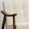 thumbnail image 6 of Noble House Hector 45.25" Contemporary Button Tufted Rectangular Settee, Beige and Brown, 6 of 7