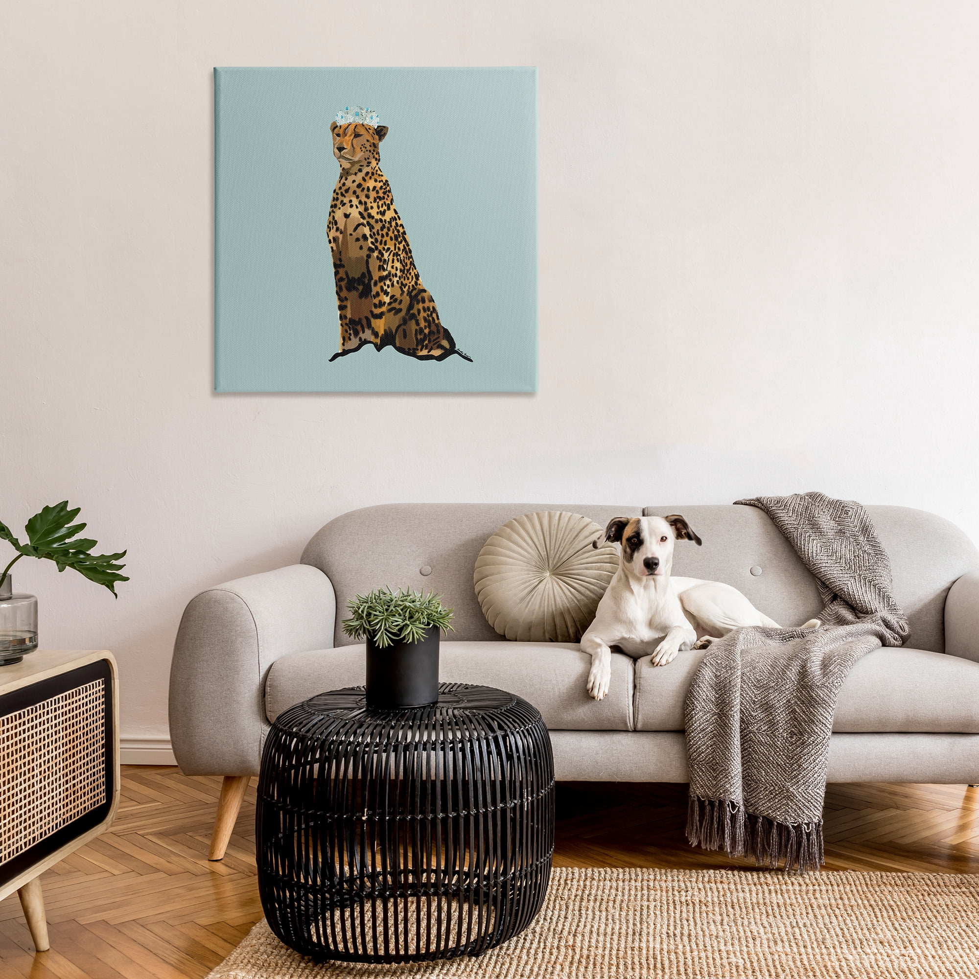 Stupell Industries Regal Leopard with Crown Animals & Insects Painting Gallery Wrapped Canvas Art Print Wall Art, 36 x 36