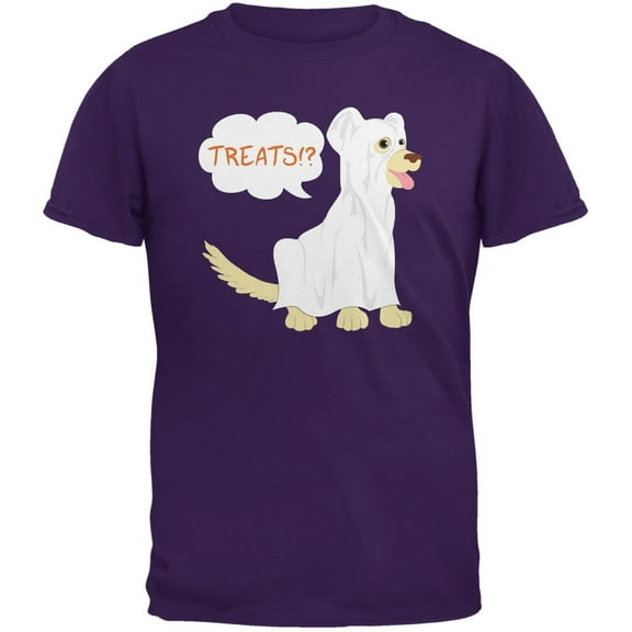 Halloween Ghost Treats Dog Purple Adult T-Shirt - Medium