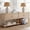 Natural, variant on Harlow Hill Sienna Handmade Solid Oak Storage Console Table, Natural Brown Rectangular Entryway and Sofa Table on Six Legs, Coastal Cottage Style, 79"W x 18"D x 28"H