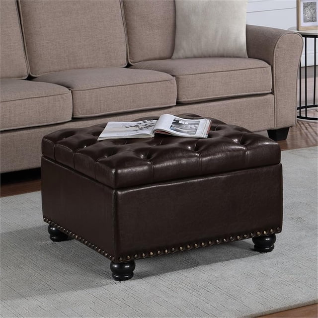 Designs4Comfort Table Basse Ottomane Herald avec Rangement en Tissu Espresso