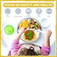 thumbnail image 5 of Stainless Steel Kids Plates (2 Pack) 9 Inch Toddler Divided Plates with ﻿Removable Silicone Sleeves & 5 Suction Cups Baby Self Feeding | Mess-Free Mealtime | Dishwasher Safe, 5 of 14