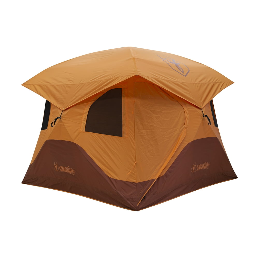 Gazelle T4 Extra Large 4 Person Family Instant Pop Up Camping Hub Tent, Orange
