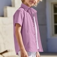 thumbnail image 5 of Kinrui Boys Cuban Guayabera Shirt Short Sleeve Button Down Shirt Summer Casual Cotton Linen Shirts Size 4-12 Years, 5 of 9