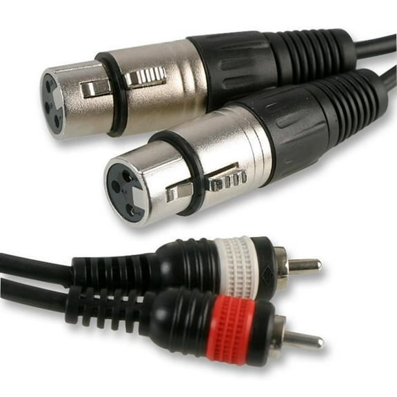 PULSE - 2x 3 Pin XLR Female to 2x Phono (RCA) Male Lead, 0.3m Black