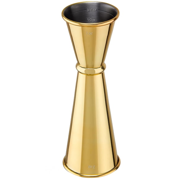 Jigger for Bartending, Briout Double Cocktail Jigger Japanese Premium 304 Food Grade Stainless Steel Jigger 2 OZ 1 OZ with Measurements Inside, Gold