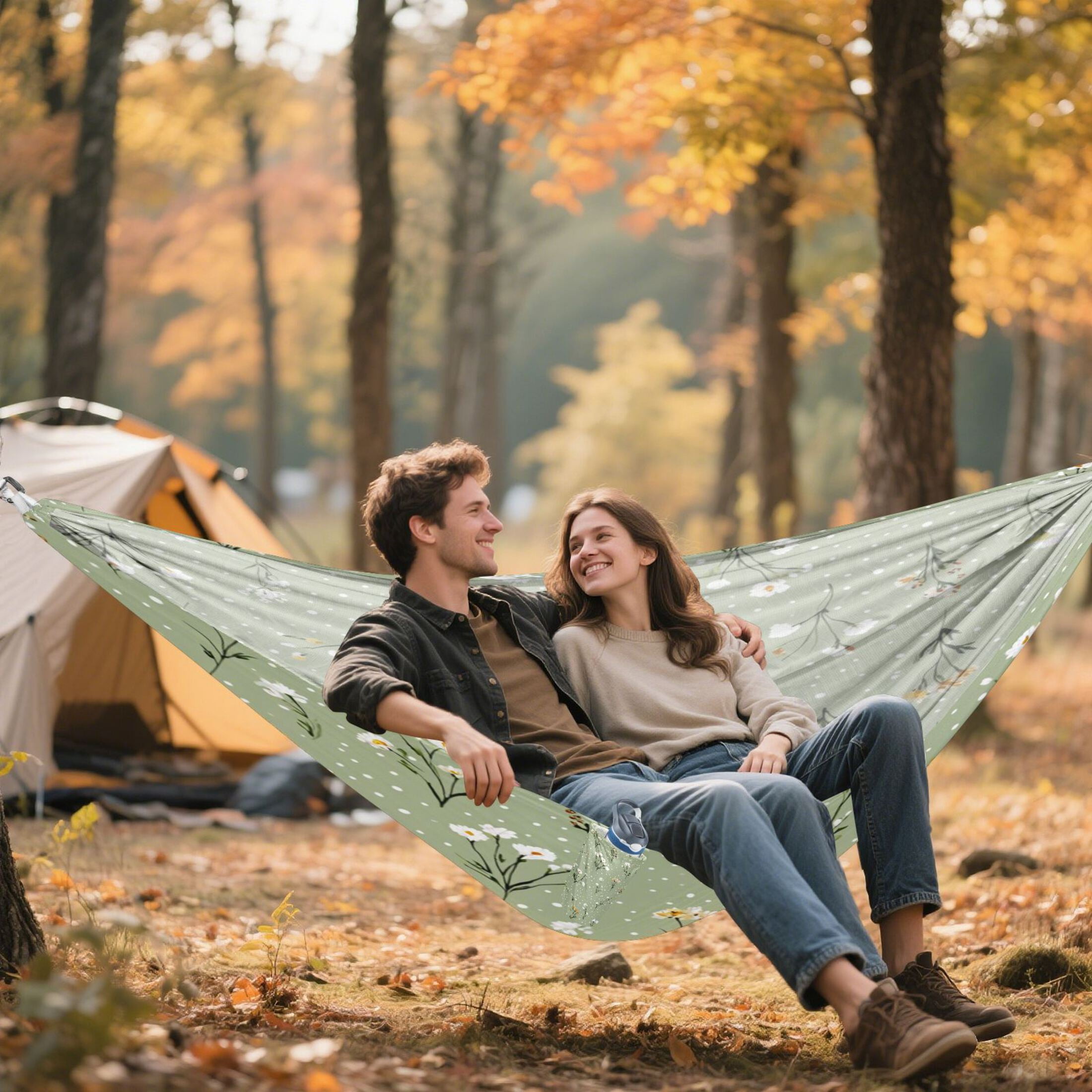 Hammock Camping Hammock Nylon Portable Hammock Travel Camping Hammock Pale Green Small Floral