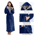 thumbnail image 4 of AMITOFO Long Hooded Robes for Women Luxurious Plush Bathrobes with Pockets & Waist Belt Full Length Bathrobe Winter Warm Sleepwear - L & Navy, 4 of 7