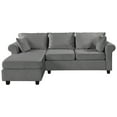 thumbnail image 3 of Modern L-Shaped Sectional Sofa, Gray Mid Century Couches and Sofas with 2 Pillows, Soft Polyester Blend 3-Seater Upholstered Couch for Small Space, High End Furniture Sofa Set for Living Room, Q14164, 3 of 12