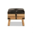 thumbnail image 5 of Baxton Studio Amena Rustic Transitional Dark Brown PU Leather Upholstered and Oak Finished Wood Small Storage Ottoman, 5 of 5