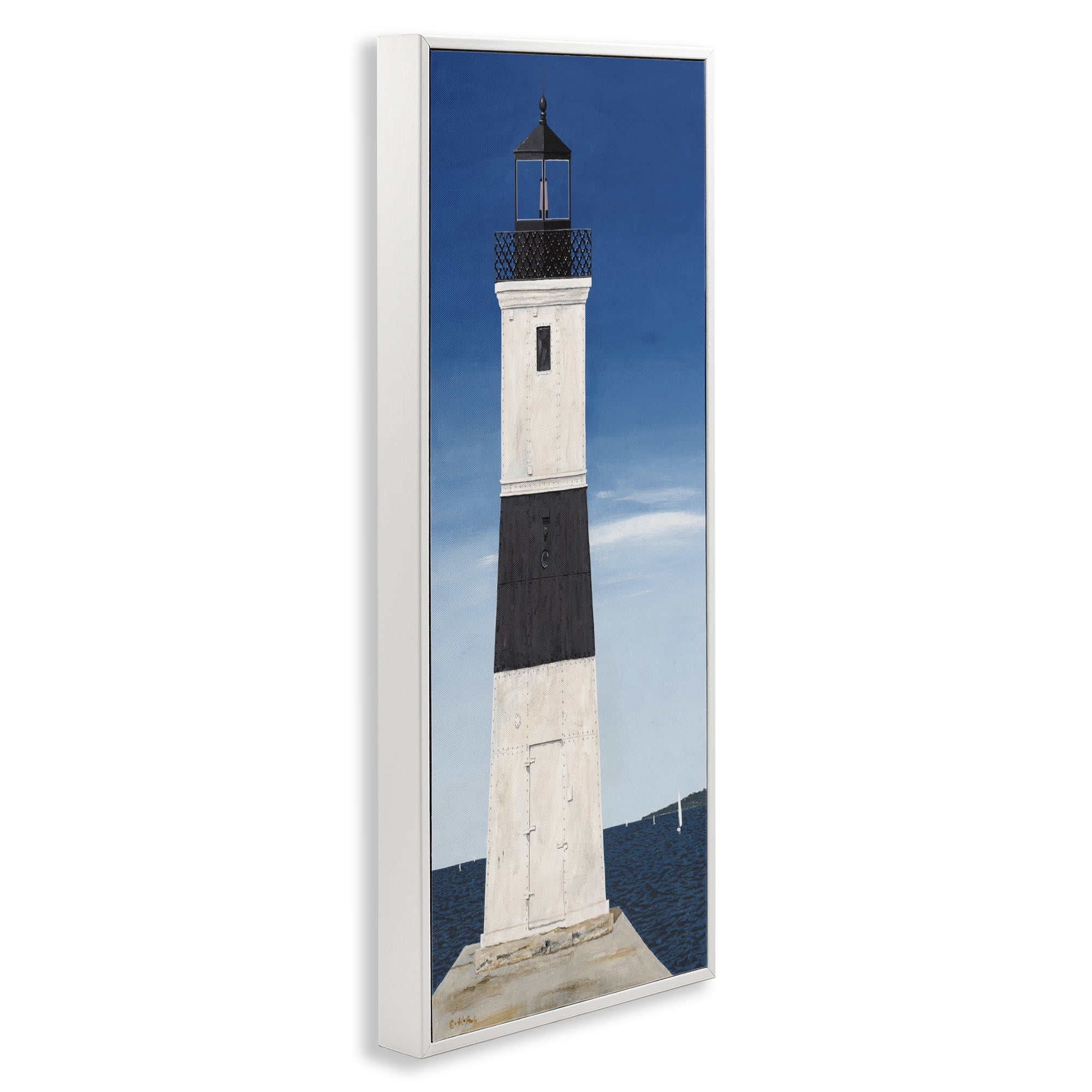 Stupell Industries Towering Lighthouse Beacon White Framed Giclee Art, design by Art Poulin