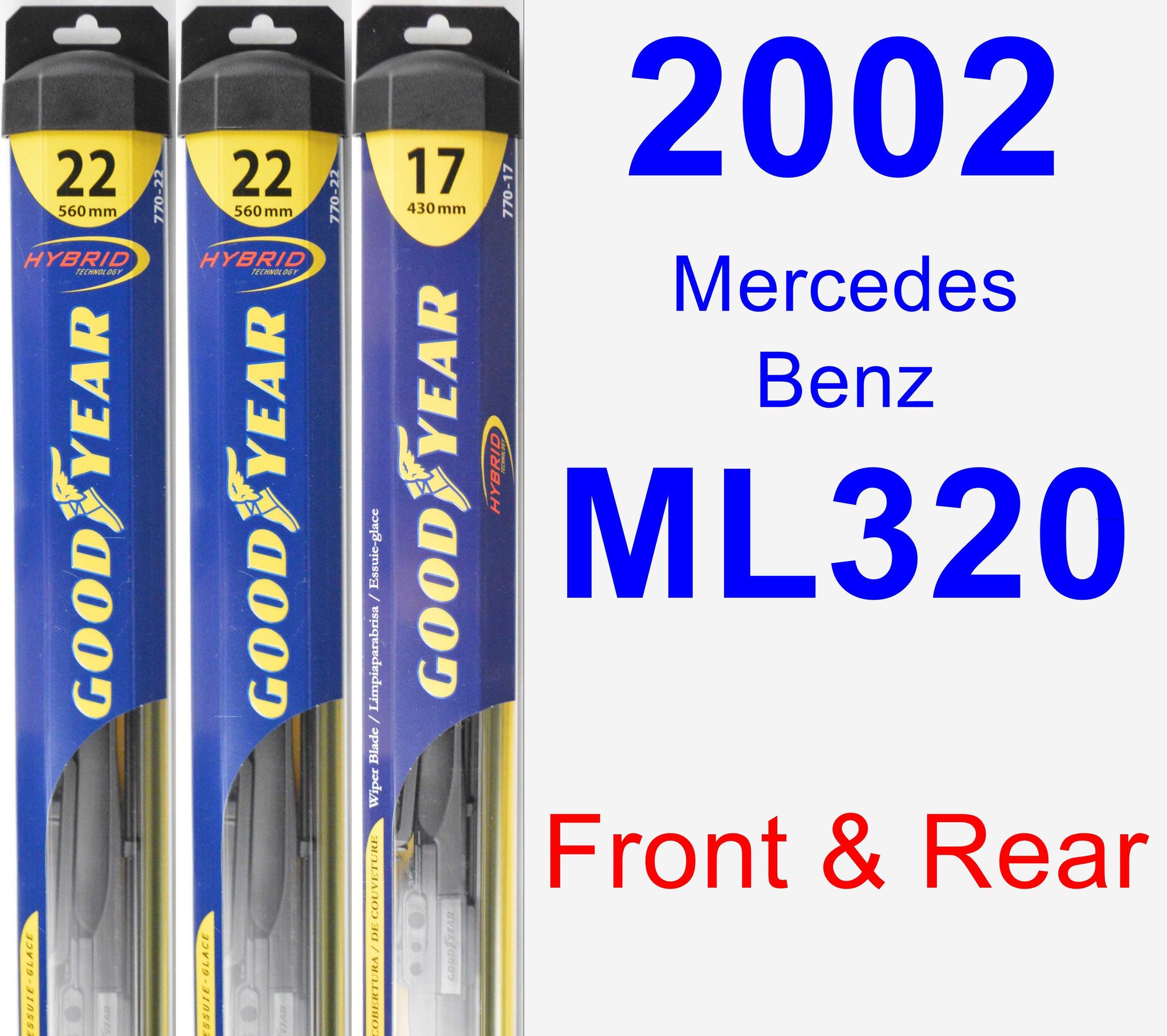 2002 MercedesBenz ML320 Wiper Blade Set/Kit (Front & Rear) (3 Blades
