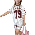 thumbnail image 2 of Shadoumai Girls Letter Print Short Sleeve Shorts Casual Summer Outfit For Toddler Kids Back to School Outfits, 2 of 2