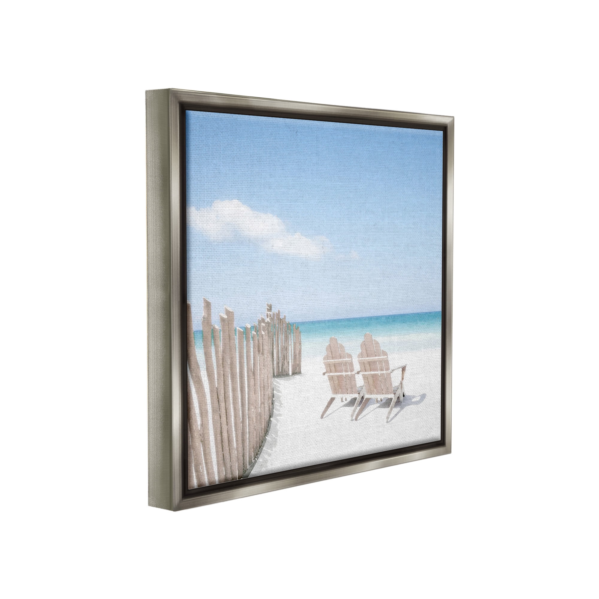 Stupell Industries Minimal Beach Chairs View Landscape Painting Gray Floater Framed Canvas Art Print Wall Art, 25 x 25