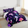 thumbnail image 3 of Homewish Multicolor Mushroom Full Size Comforter Sets,Rustic Planet Bedding Comforter Set,Purple Pink Black Bedding Sets For Girls Kids,Super Cozy Room Decor Reversible,3-Piece, 3 of 8