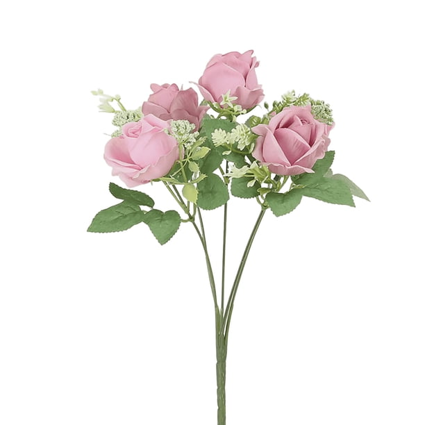 Ramo de flores artificiales de seda, arreglo de rosas artificiales con dalias e hortensias, manojo floral artificial para decoración del hogar, bodas, fiestas y jardines.